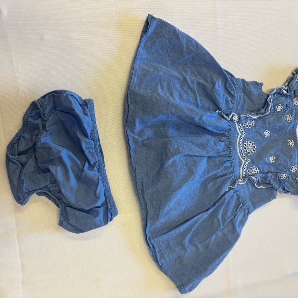 Cat & Jack Blue Dress with White Embroidery